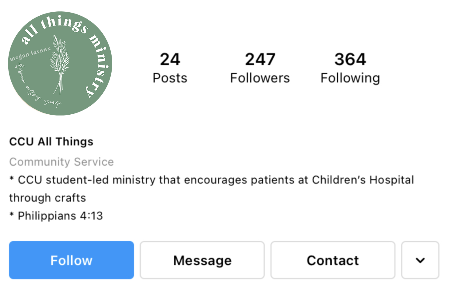 Instagram Rework for "All Things" Ministry